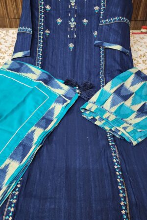 Party Wear 3 Piece Kurta Set, Designer Embroidery In Whole Kurta