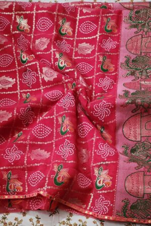 Light Weight Saree With Blouse - Rani Pink Colour