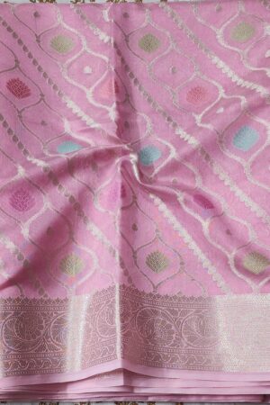 Beautiful Banarasi Silk Saree With Silver Zari Work Blouse